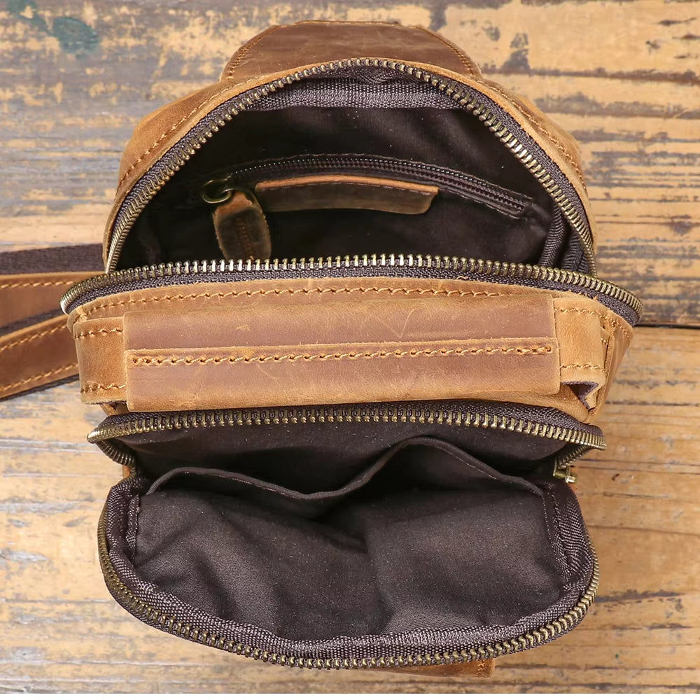 Grant | Men's Vintage Leather Large Crossbody Sling Travel Bag
