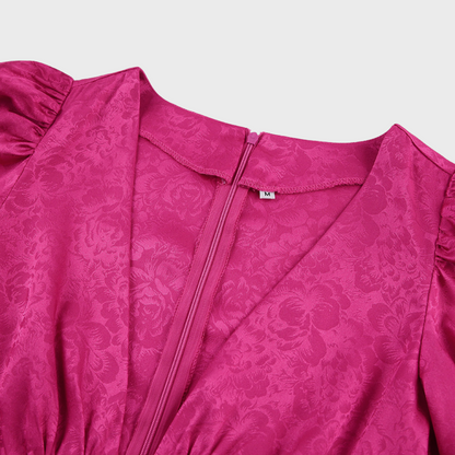 SARAH | Chic Puff Sleeve Dress for Effortless Elegance - Lizabella Fashion