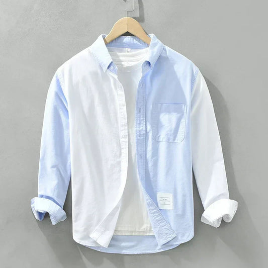 Blue Patchwork Shirt – Stylish & Comfortable