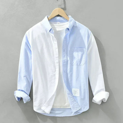 Blue Patchwork Shirt – Stylish & Comfortable