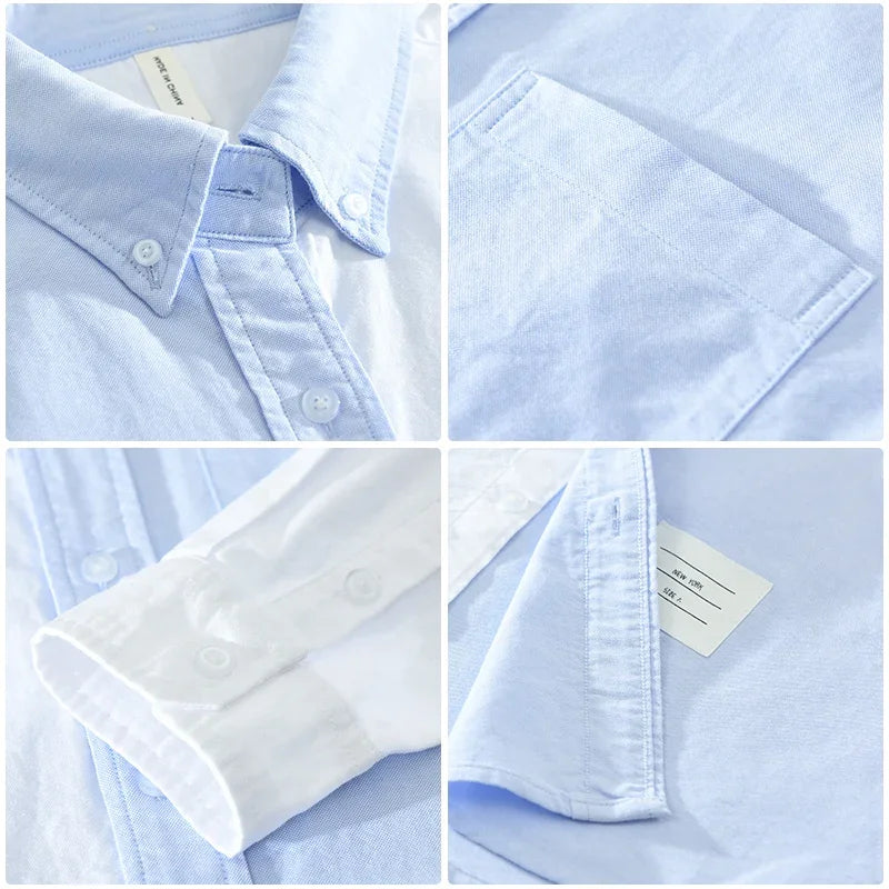 Blue Patchwork Shirt – Stylish & Comfortable