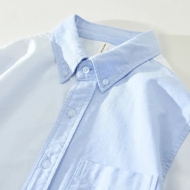 Blue Patchwork Shirt – Stylish & Comfortable