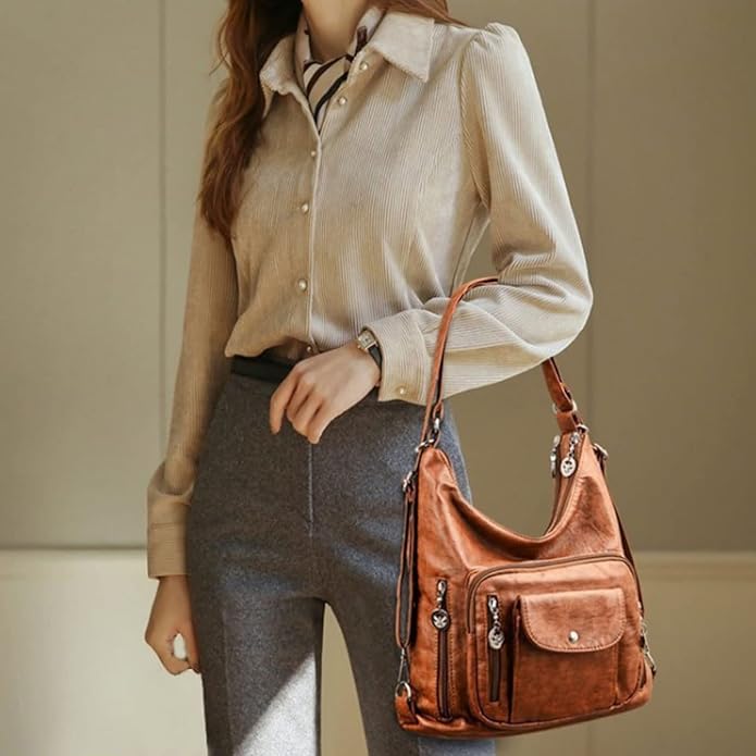 Vanessa | Women's Vintage Leather Crossbody Hobo Handbag