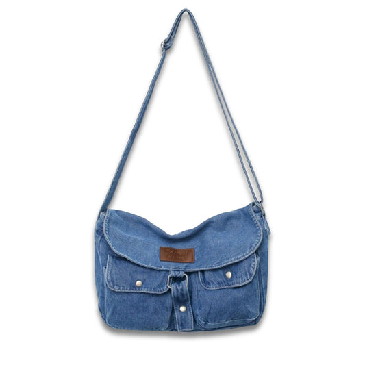 Malaysia | Spacious Multi-pocket Trendy Denim Crossbody Messenger Bag