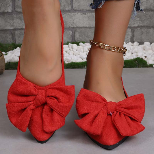 Aria | Pointed Flats – Bow Accent for a Chic Finish