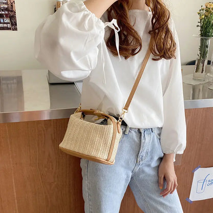 Elyse | Women's Small Woven Straw Crossbody Handbag