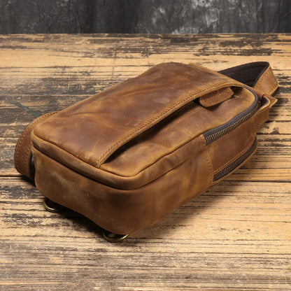 Grant | Men's Vintage Leather Large Crossbody Sling Travel Bag