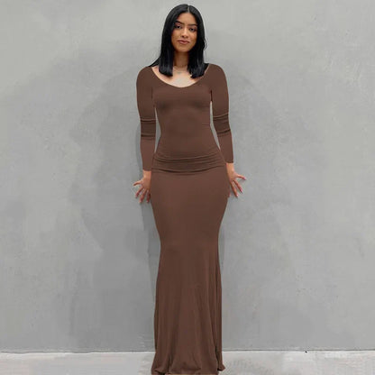 SANTORINI | Elegant Slim Maxi Dress - Lizabella Fashion