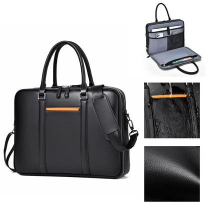 Omar | Leather Business Laptop Briefcase Crossbody Handbag