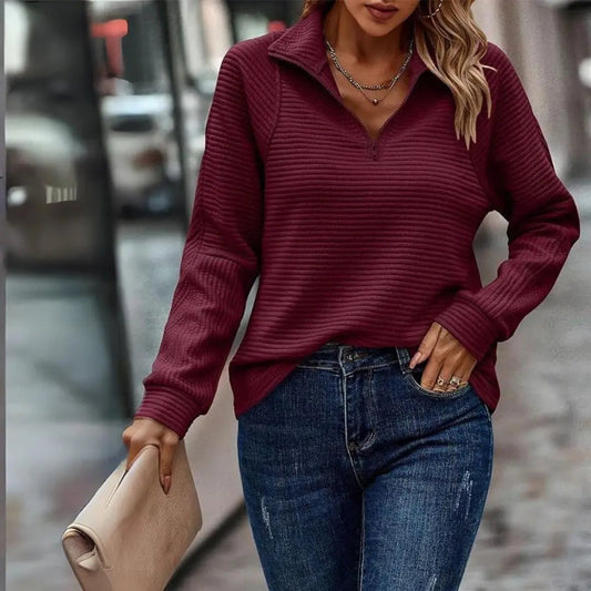 Stylish Elegance: Ribbed Zip-Up Sweater - Lizabella Fashion