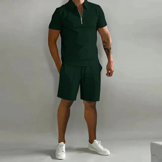 Elevate Your Style with the NATHAN Luxury Men's Polo and Short Set - Lizabella Fashion