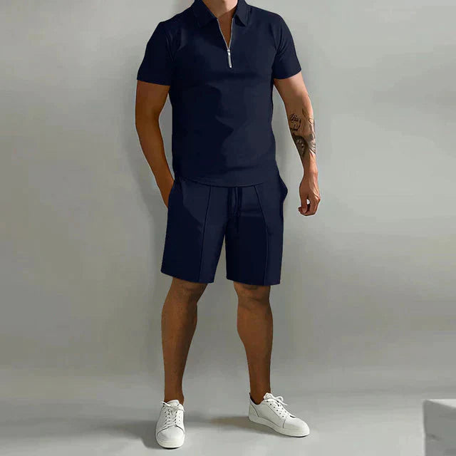 Elevate Your Style with the NATHAN Luxury Men's Polo and Short Set - Lizabella Fashion