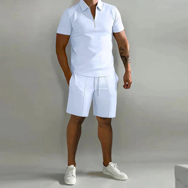 Elevate Your Style with the NATHAN Luxury Men's Polo and Short Set - Lizabella Fashion