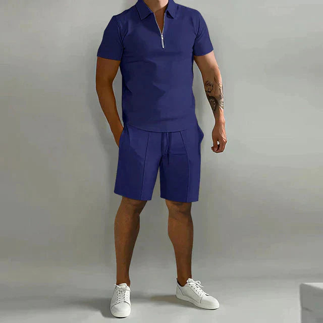 Elevate Your Style with the NATHAN Luxury Men's Polo and Short Set - Lizabella Fashion
