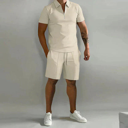 Elevate Your Style with the NATHAN Luxury Men's Polo and Short Set - Lizabella Fashion