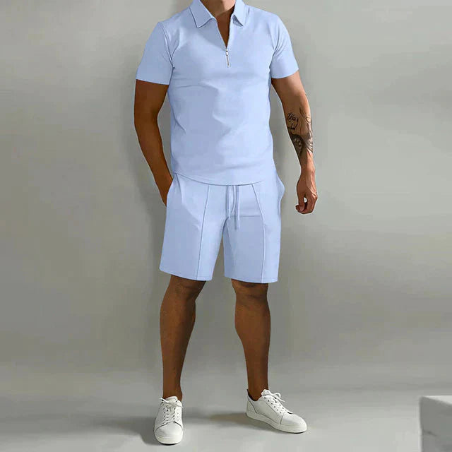 Elevate Your Style with the NATHAN Luxury Men's Polo and Short Set - Lizabella Fashion