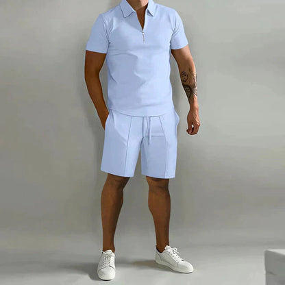 Elevate Your Style with the NATHAN Luxury Men's Polo and Short Set - Lizabella Fashion