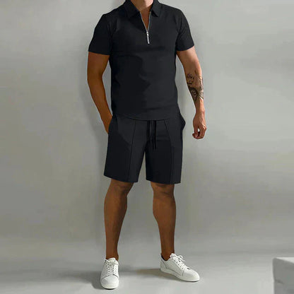 Elevate Your Style with the NATHAN Luxury Men's Polo and Short Set - Lizabella Fashion