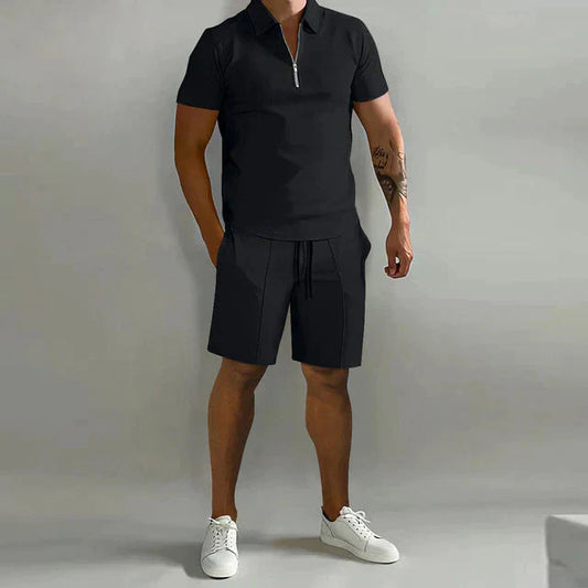 Elevate Your Style with the NATHAN Luxury Men's Polo and Short Set - Lizabella Fashion