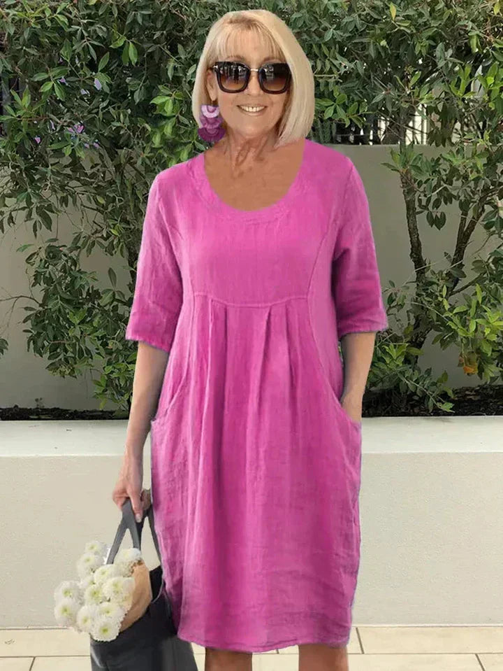 LISA | Effortlessly Chic Loose Cotton Blend Dress - Lizabella Fashion
