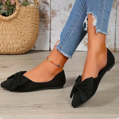 Aria | Pointed Flats – Bow Accent for a Chic Finish