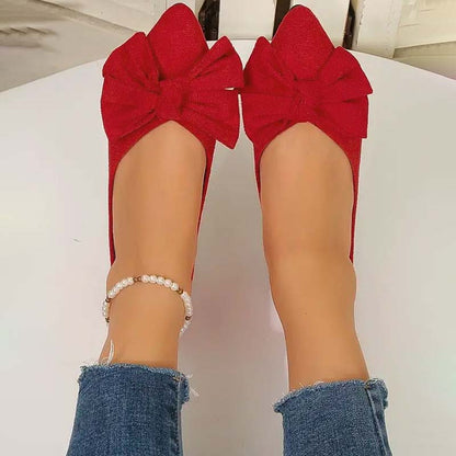Aria | Pointed Flats – Bow Accent for a Chic Finish