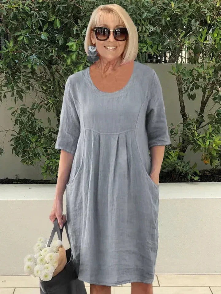 LISA | Effortlessly Chic Loose Cotton Blend Dress - Lizabella Fashion