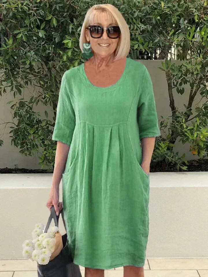 LISA | Effortlessly Chic Loose Cotton Blend Dress - Lizabella Fashion